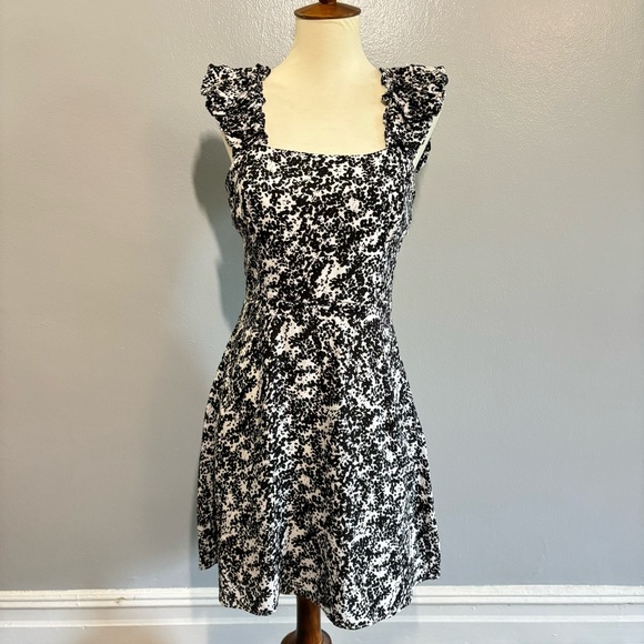 Socialite Black and White Fit and Flare Mini Dress - Picture 1 of 8